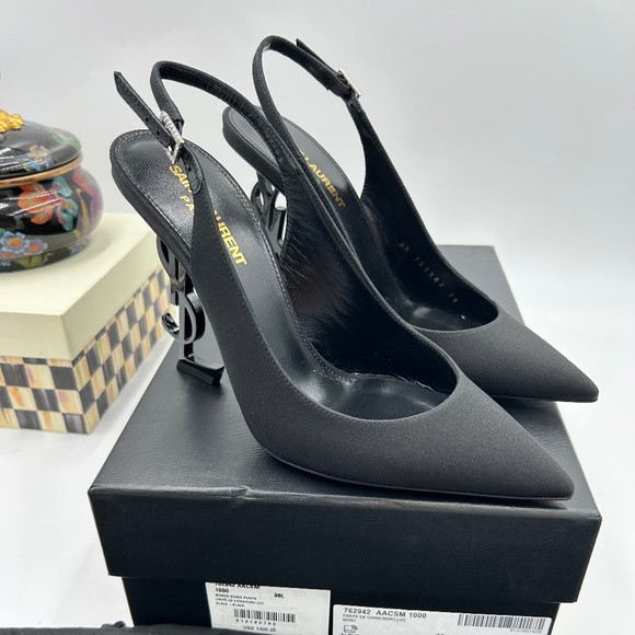 Women’s Saint Laurent YSL OPYUM  sling back pumps size 38 made in Italy - Picture 1 of 14